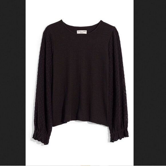 Madewell Texture‎ & Thread Eyelet Mix Ruffle Sleeve Top Size XS - Picture 3 of 5